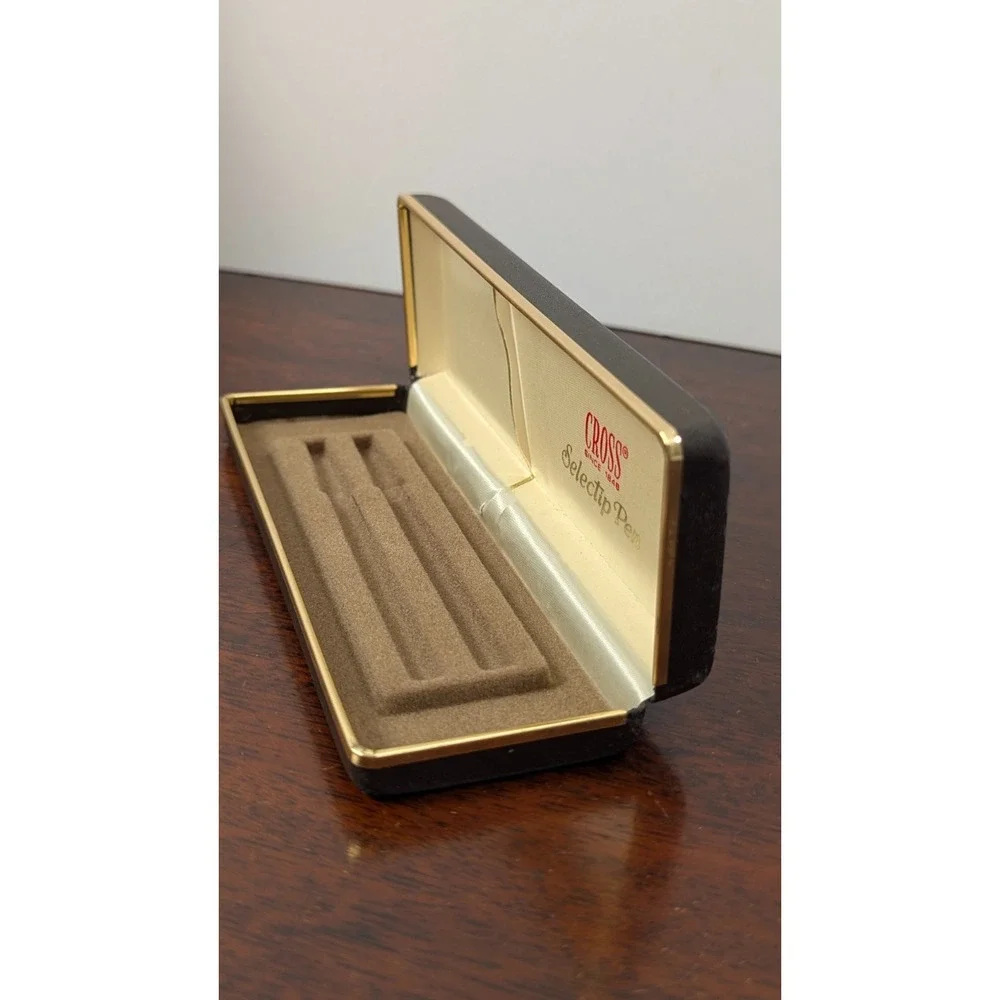 Vintage Cross Selectip Pen Case Brown Gold Trim Empty Gift Box 6.25x2.5